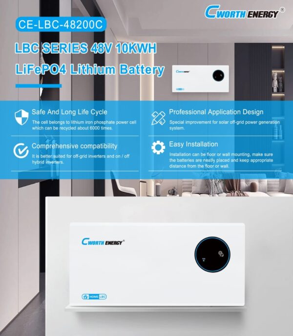 Cworth Solar Kwh Deep Cycle Lithium Battery Ah V Lbc C